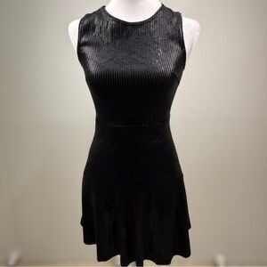 Francesca’s Black Sequin Fit & Flare Party Dress XXS Shimmering